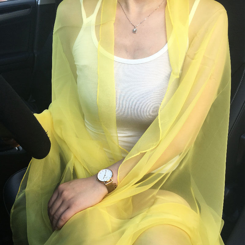 Mermaidcore Chiffon Sunscreen Shawl Wrap – Lightweight Jacquard Scarf in 18 Dreamy Colors