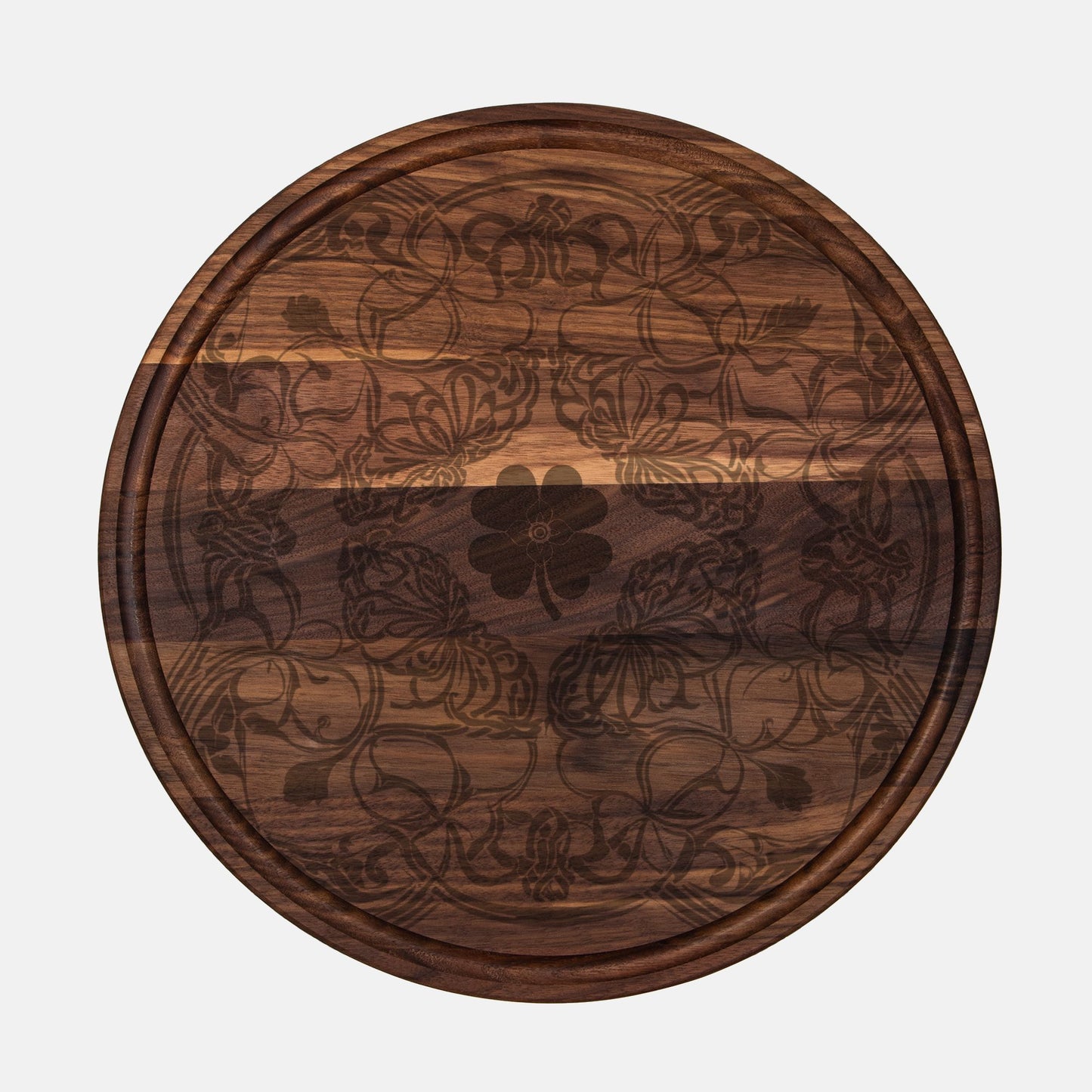 Good Luck Round Charcuterie Board with Groove - 13.5” x 13.5”