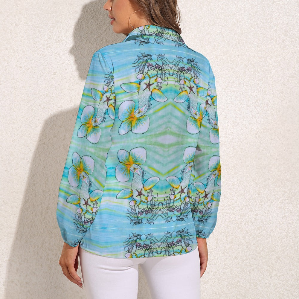 PGP Holiday Rochelle Retro Elastic Cuff Semi Casual Button Down Blouse