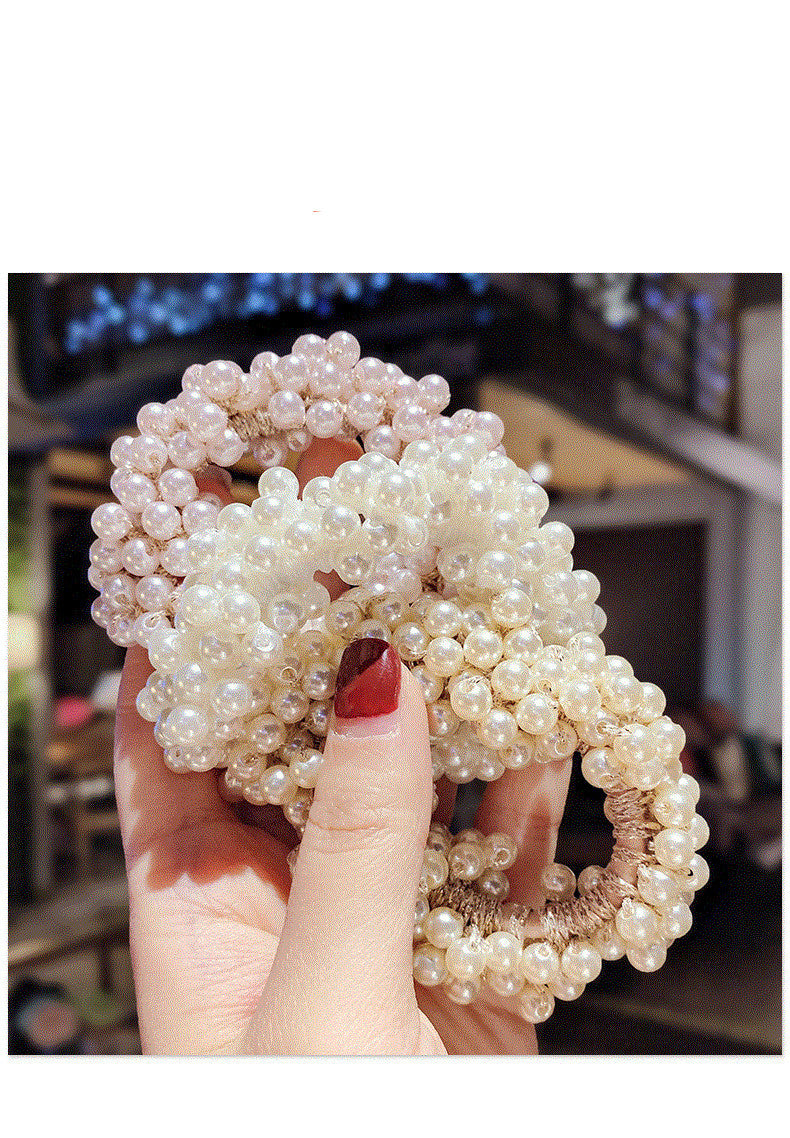Mermaidcore Pearl Cluster Hair Tie – Elegant Headdress Elastic Accessory