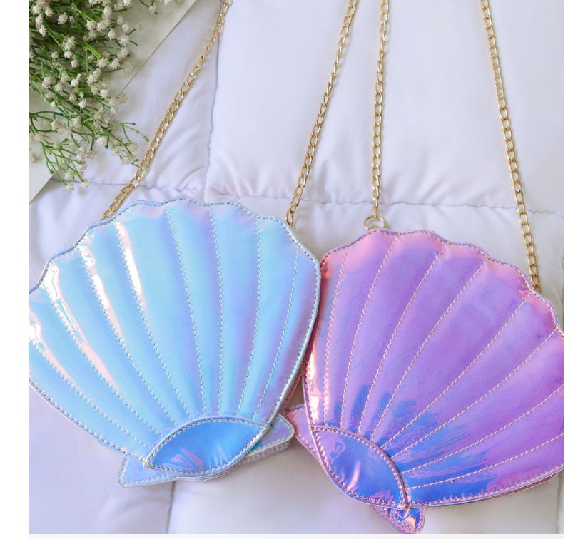 Mermaidcore Harajuku Scallop Crossbody Bag – Laser Powder Gradient | 23x21cm