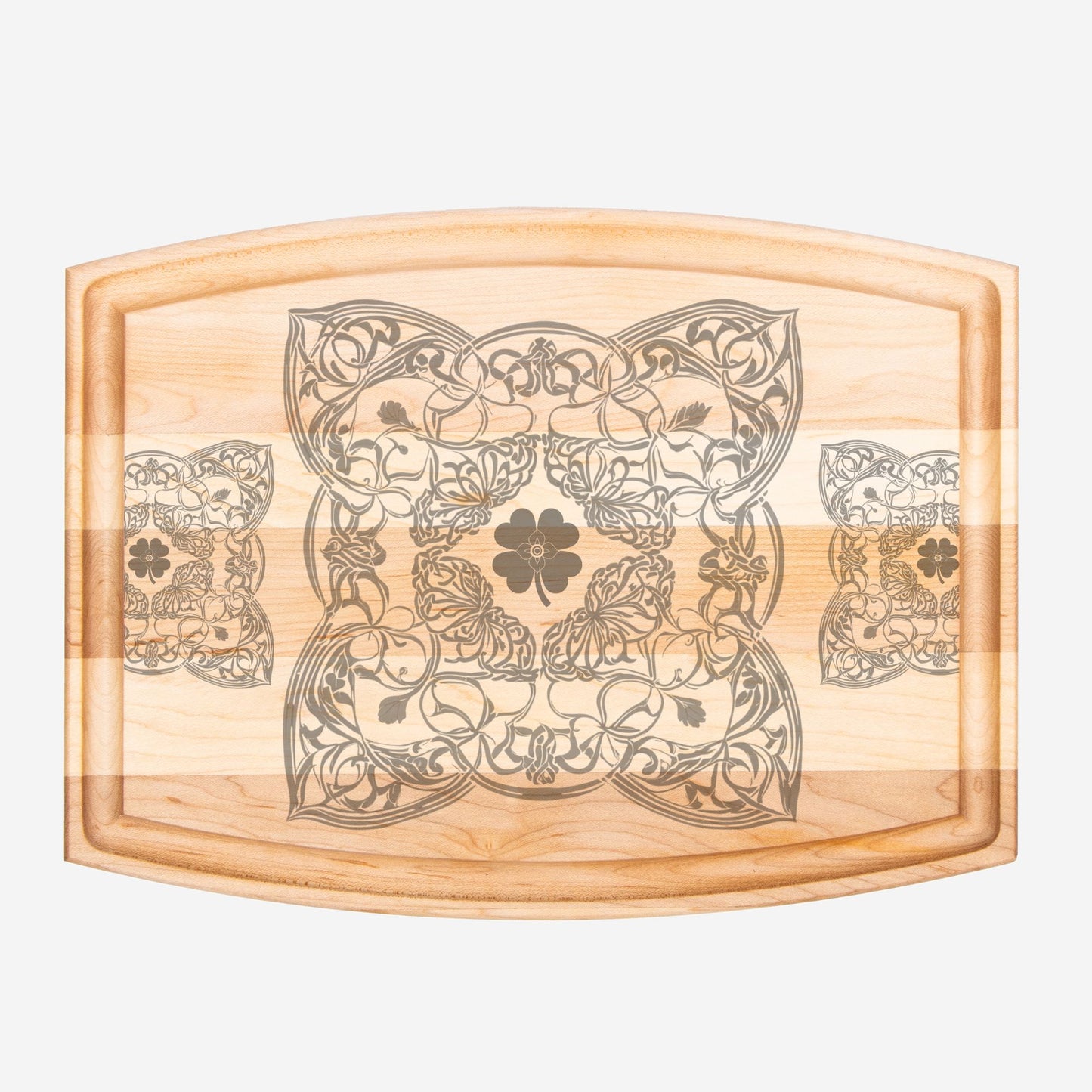 Good Luck Arched Wood Cutting Board with Groove - 12" x 9"