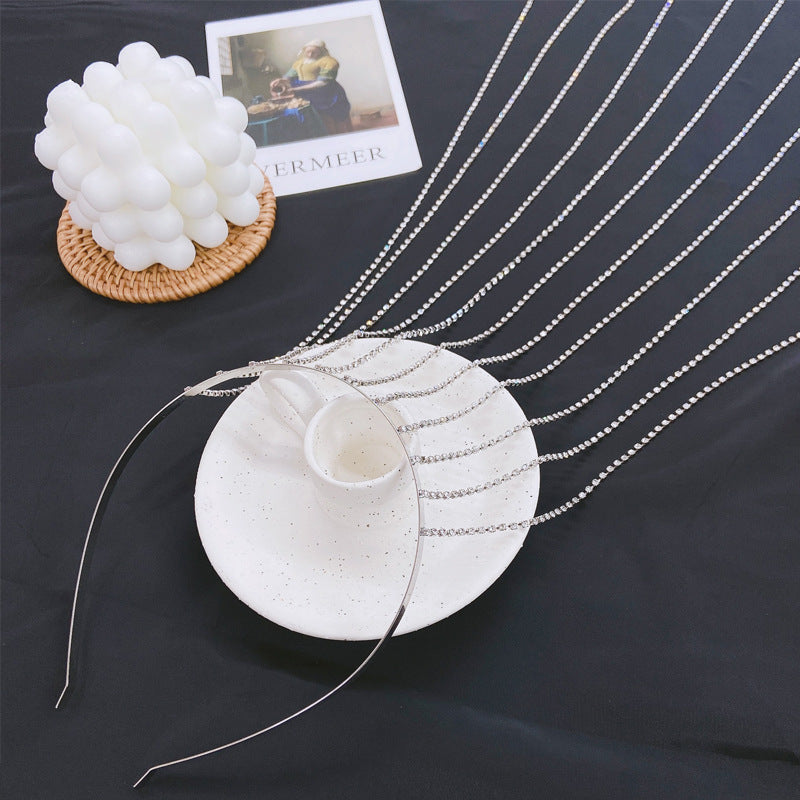 Mermaidcore Rhinestone Tassel Headband – Deep Sea Dazzle Ocean-Inspired Hair Jewelry for Women