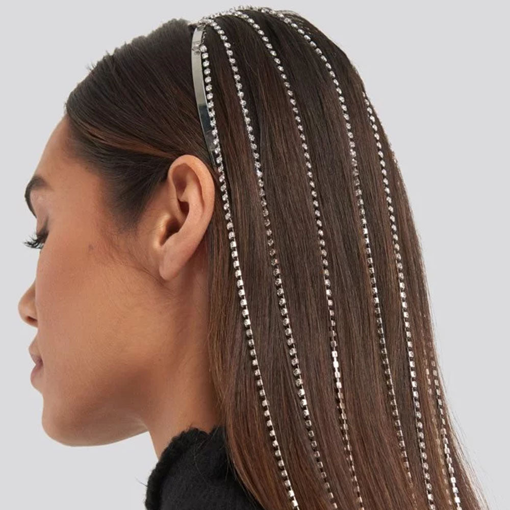 Mermaidcore Rhinestone Tassel Headband – Deep Sea Dazzle Ocean-Inspired Hair Jewelry for Women
