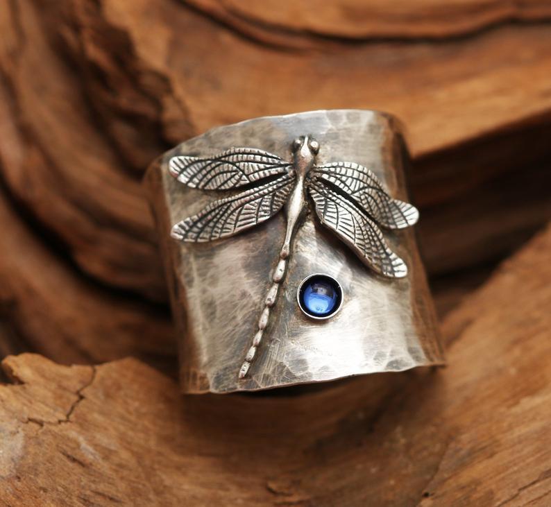 Fairycore Moonstone Dragonfly Ring Ladies