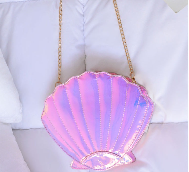 Mermaidcore Harajuku Scallop Crossbody Bag – Laser Powder Gradient | 23x21cm