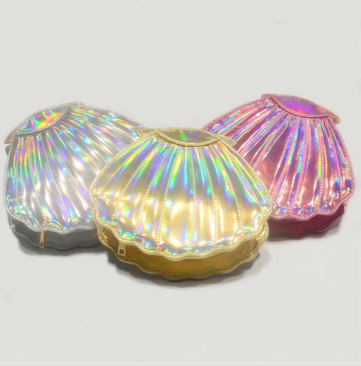 Mermaidcore Harajuku Scallop Crossbody Bag – Laser Powder Gradient | 23x21cm