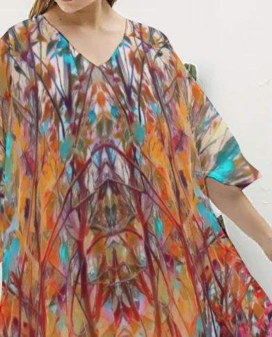PGP Holiday Lilac Bloom Silky V-neck Kaftan
