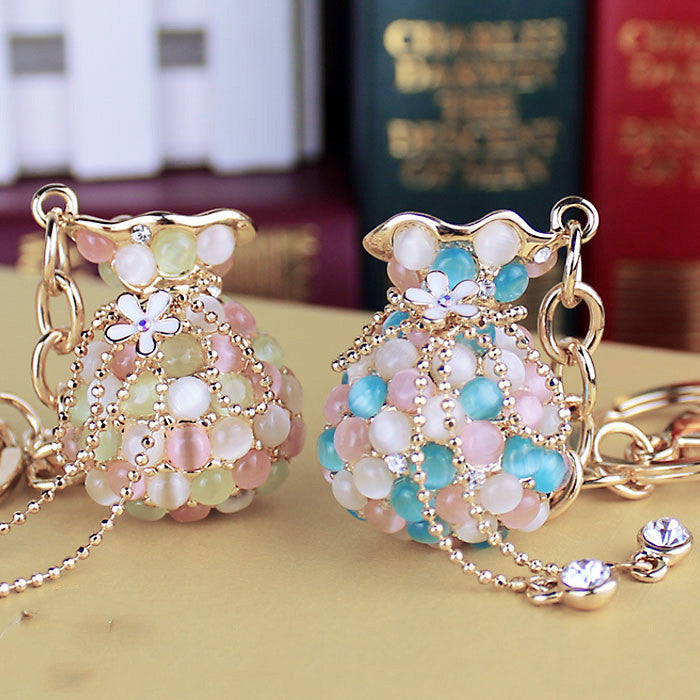 Mermaidcore Opalocean Keychain – Purse Charm with Tassel & Rhinestones | 15cm