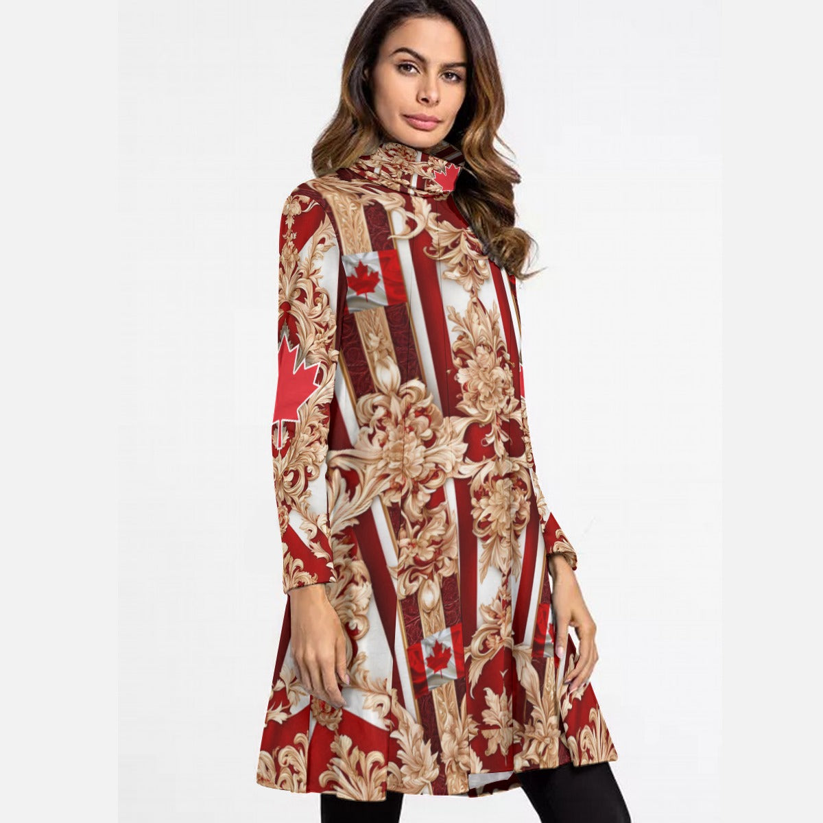 PGP Holiday Drapeau Souverain High Neck Dress – Long Sleeve, Breathable, and Stylish