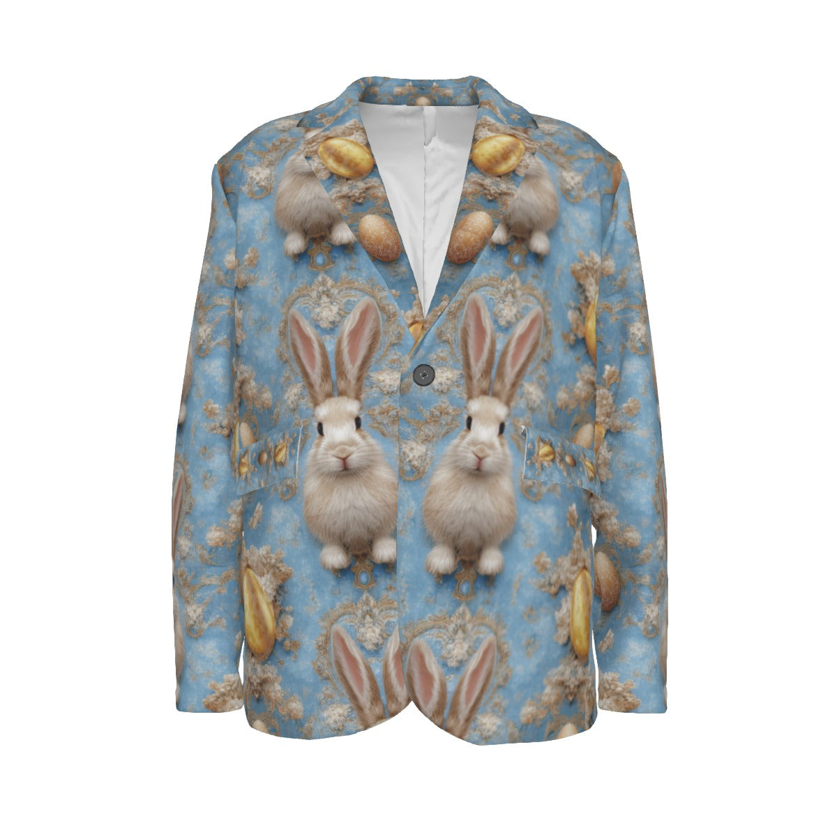 Meadow Bunny Men's Easter Blazer – Festive Spring Suit with Floral Rabbit Print