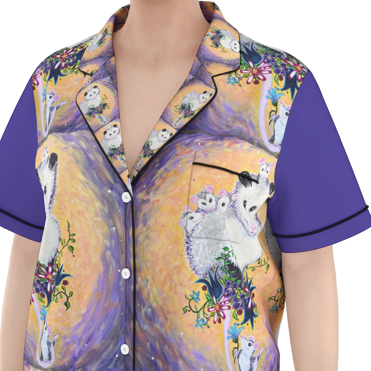 PGP Margeaux Super Mom Satin-Soft Pajama Set with Contrast Piping and Elastic Waist
