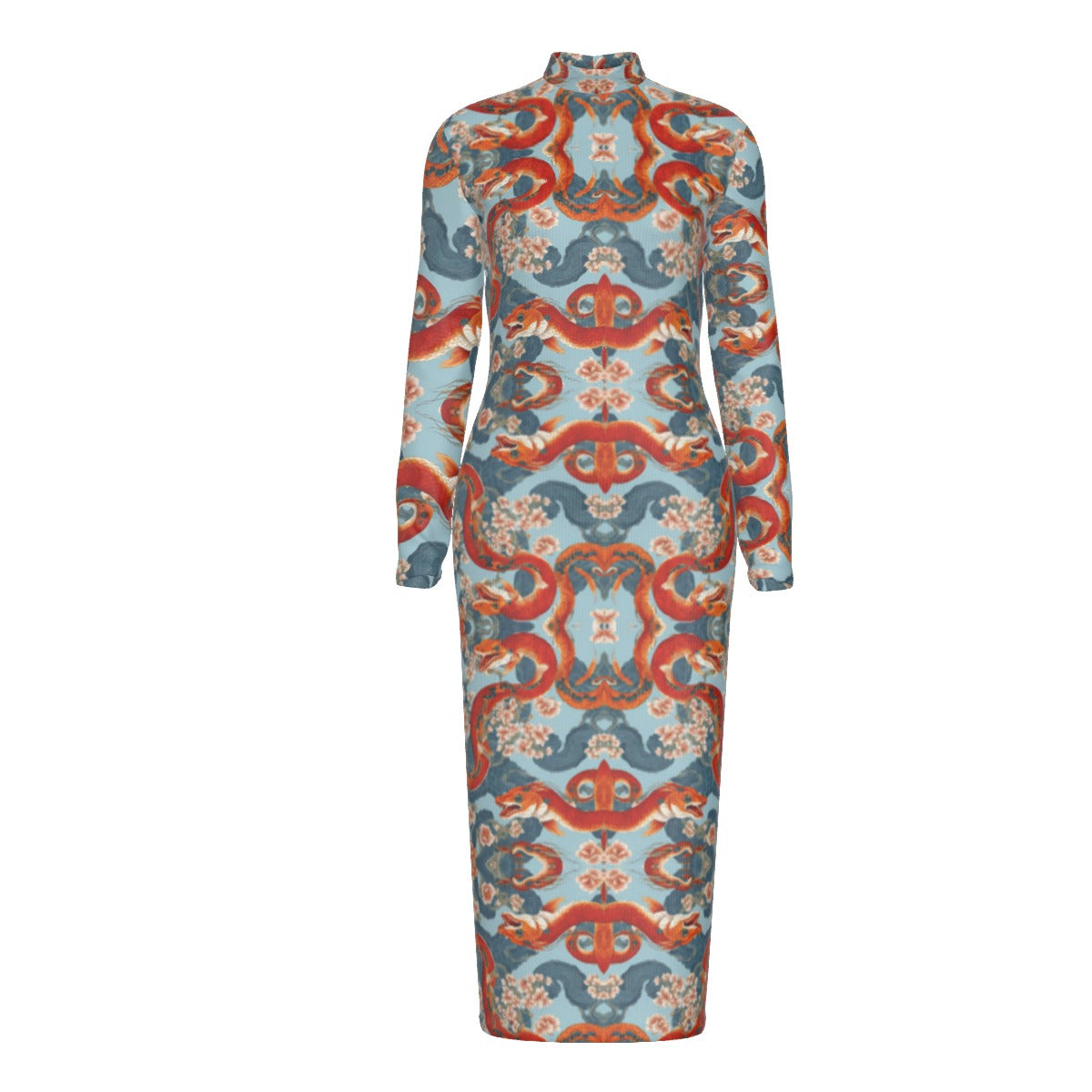PGP Holiday Women’s Hip Dress | Blossom Serpent Orange & Blue | Prosperity & Growth