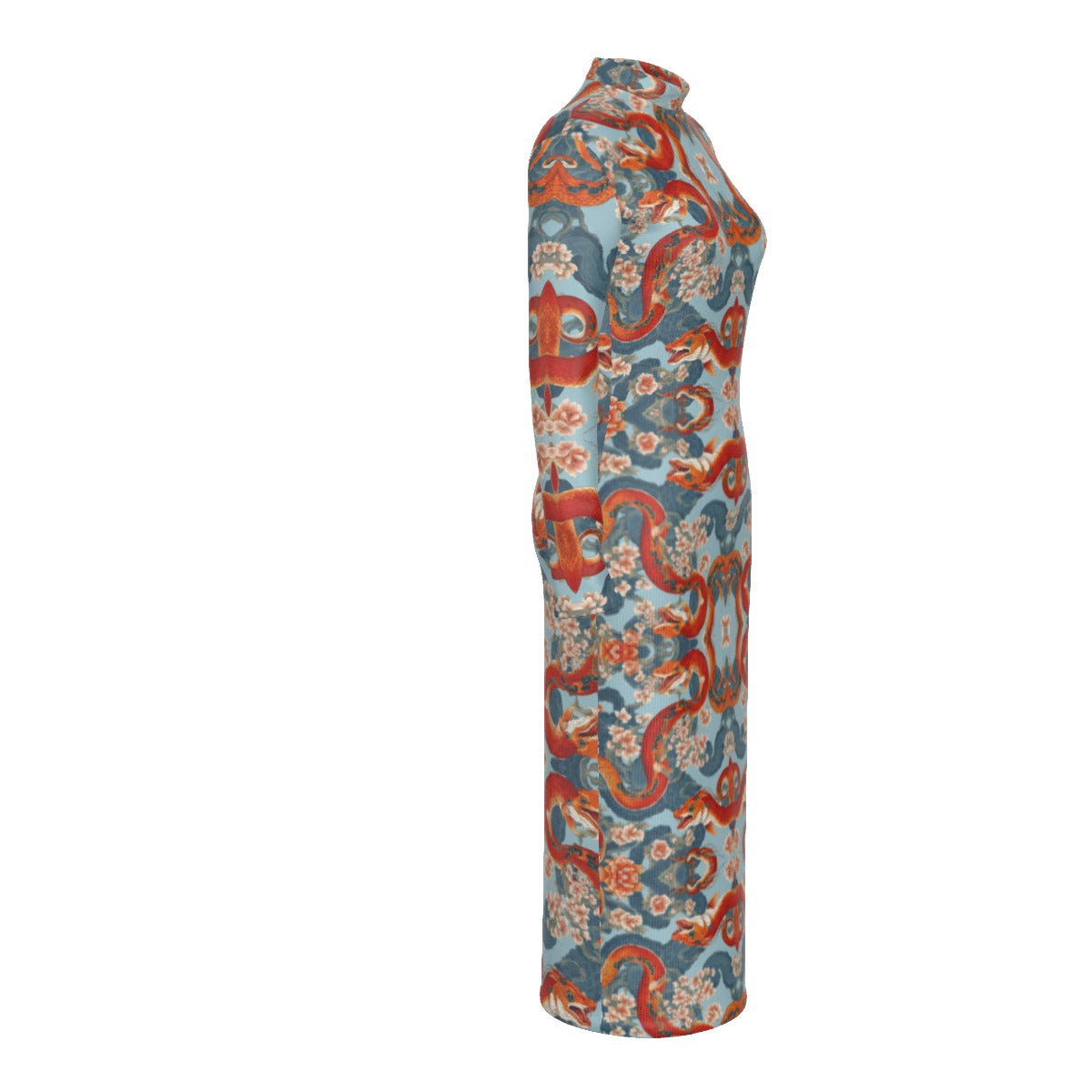 PGP Holiday Women’s Hip Dress | Blossom Serpent Orange & Blue | Prosperity & Growth