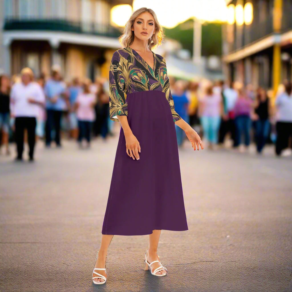 PGP Holiday Mardi Gras Être Avoir Mid Sleeve Gown – Effortless Elegance & Movement