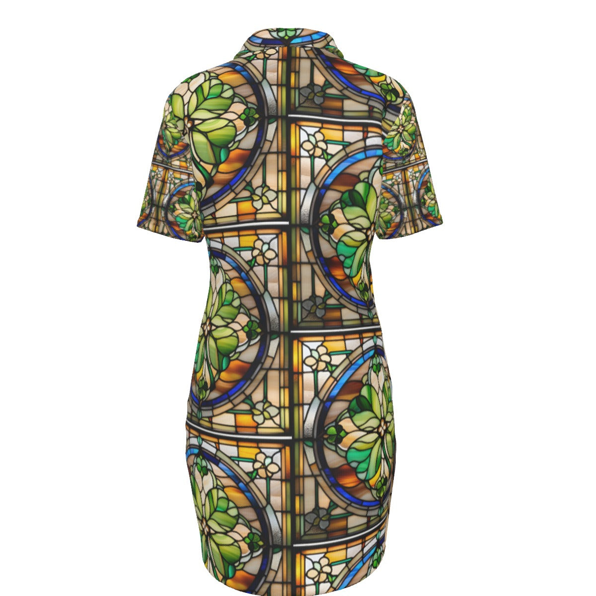 PGP Holiday Draíocht Ádh Polo Dress – Elegant Stained Glass Print