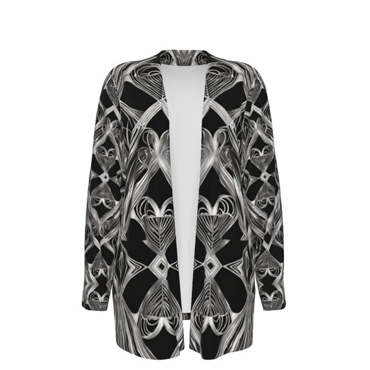 PGP Holiday Eros Époque Pocket Cardigan - Silver & Black Art Deco Design