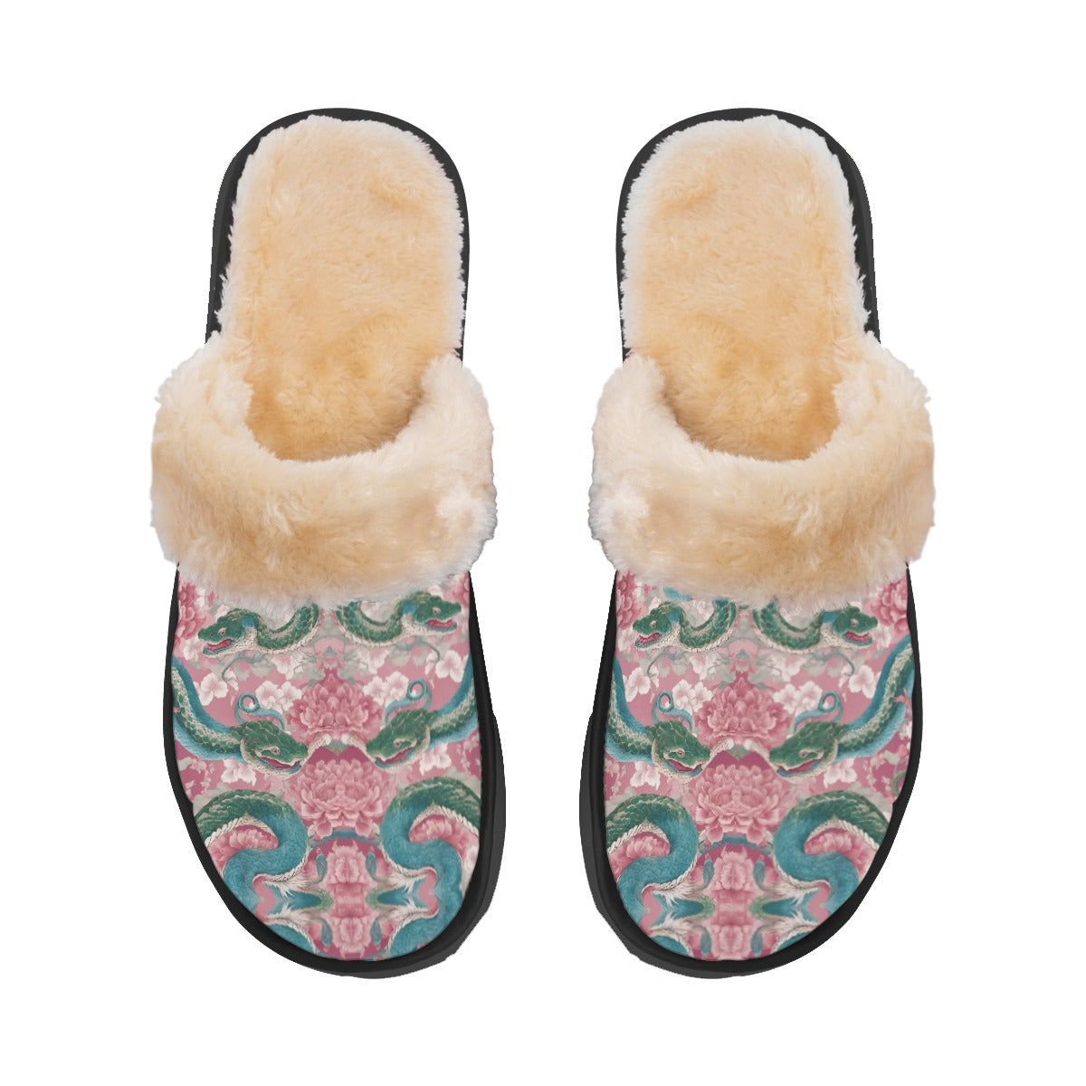 PGP Holiday Men's Home Plush Slippers | Lunar Garden Blush, Sky & Moon | Renewal, Simplicity & Balance