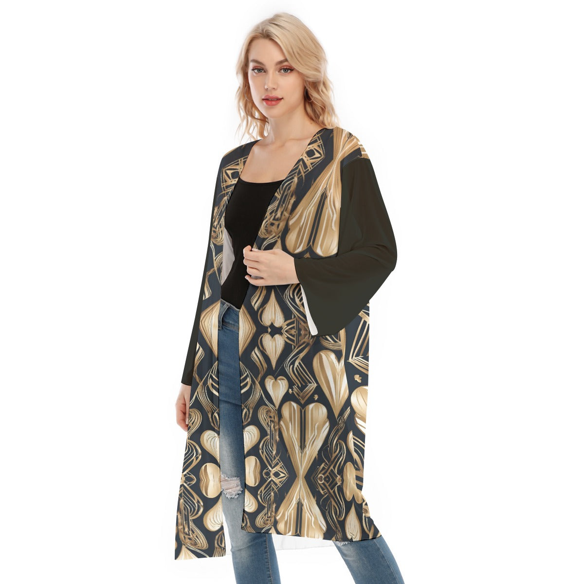 PGP Holiday Eros Époque Mesh Cardigan - Black & Gold Art Deco | Timeless Valentine's Style