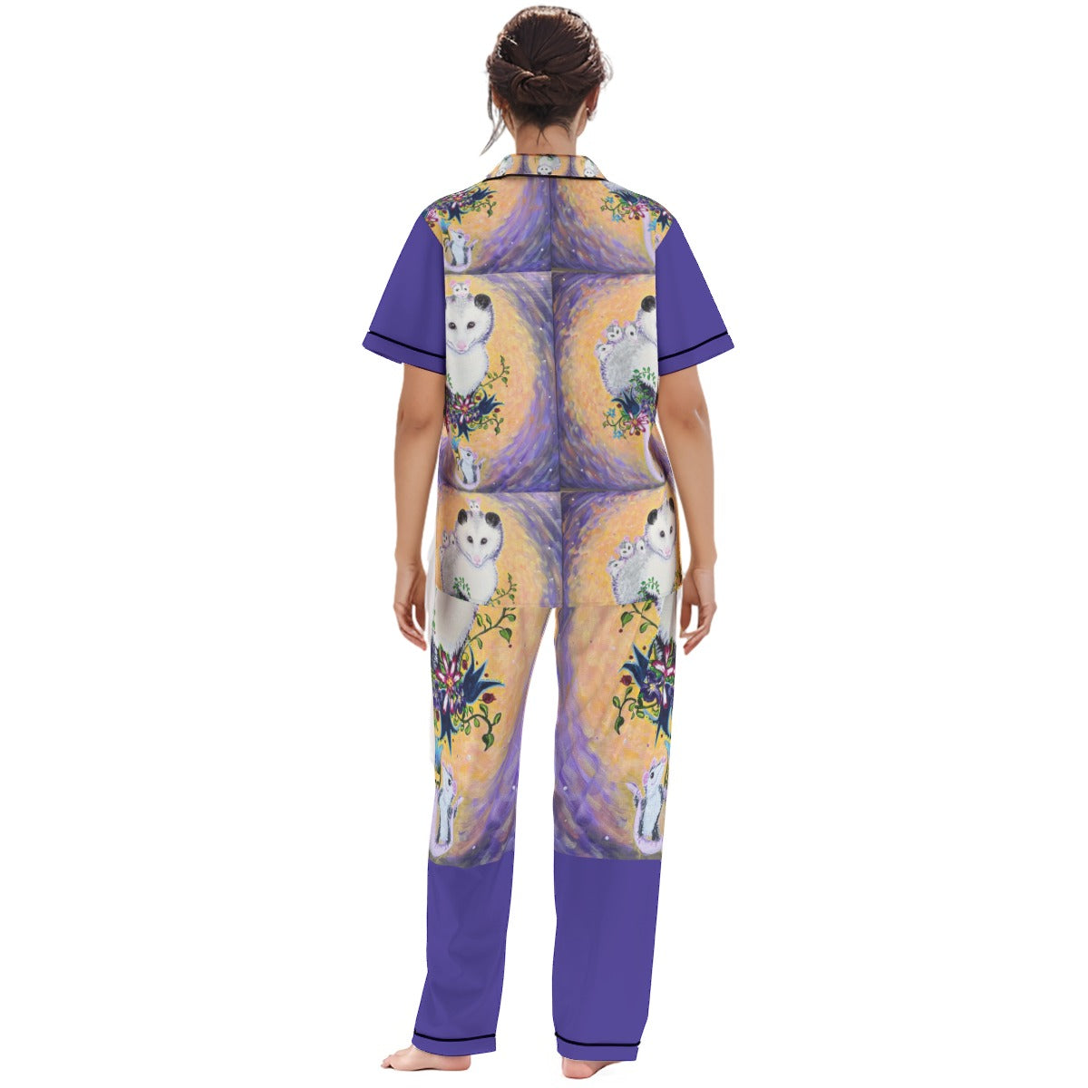 PGP Margeaux Super Mom Satin-Soft Pajama Set with Contrast Piping and Elastic Waist