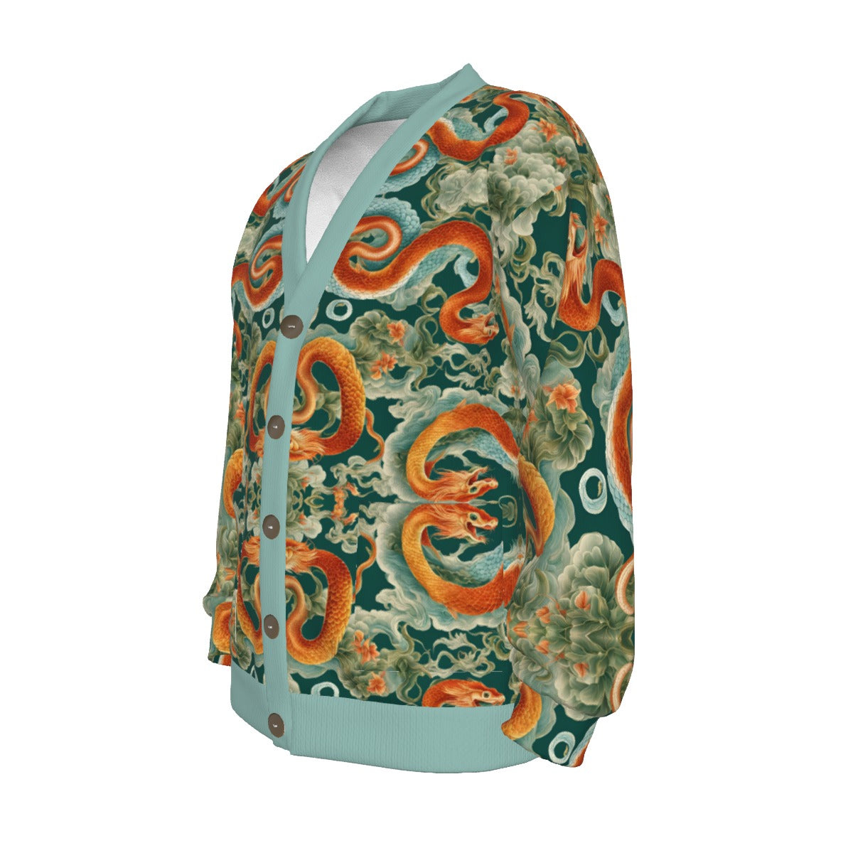 PGP Holiday Unisex Knitted Fleece Cardigan | Jade Fortune Green & Aqua | Health, Wealth & Abundance