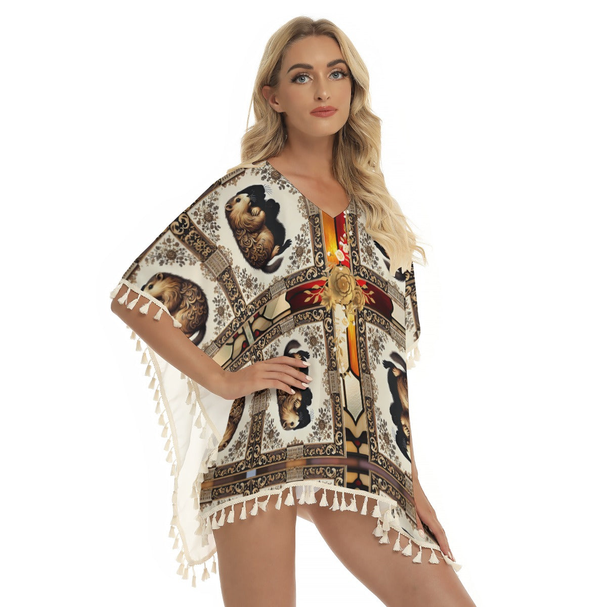 PGP Holiday Groundhog Day Winters End Square Fringed Shawl – Light, Elegant & Exotic!