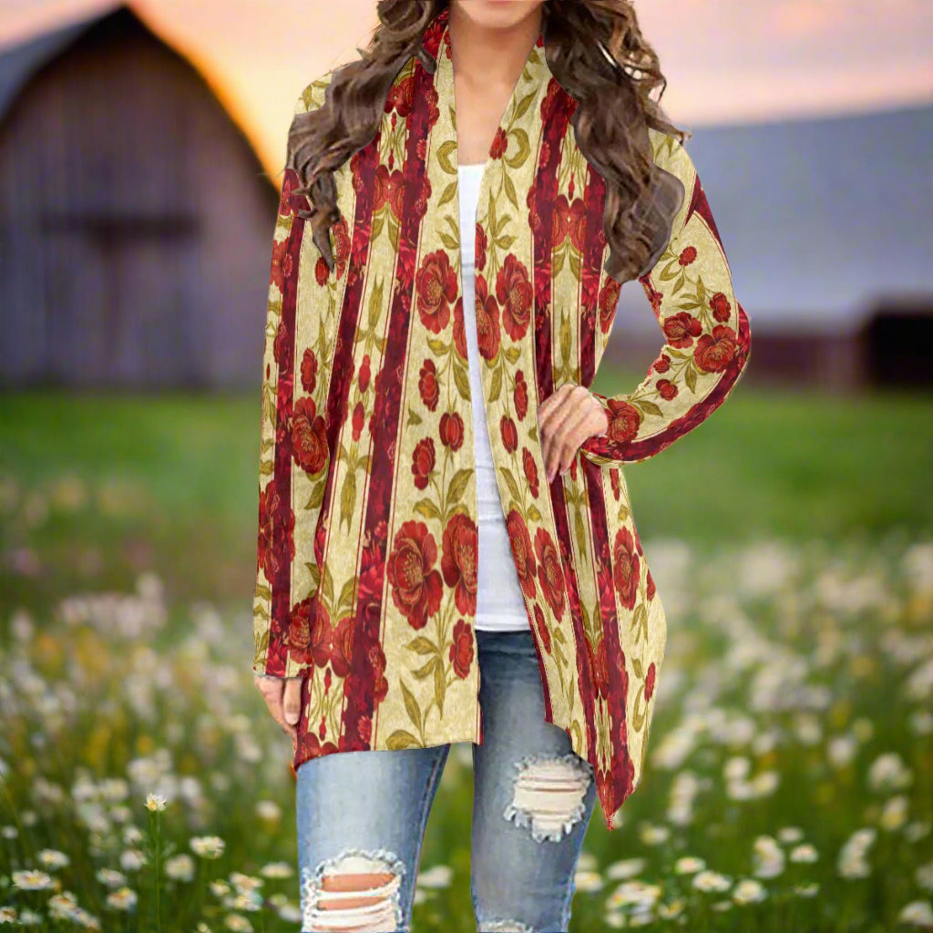 PGP Holiday Wildwood Rose Open Face Cardigan – Stylish & Comfortable Mid-Length