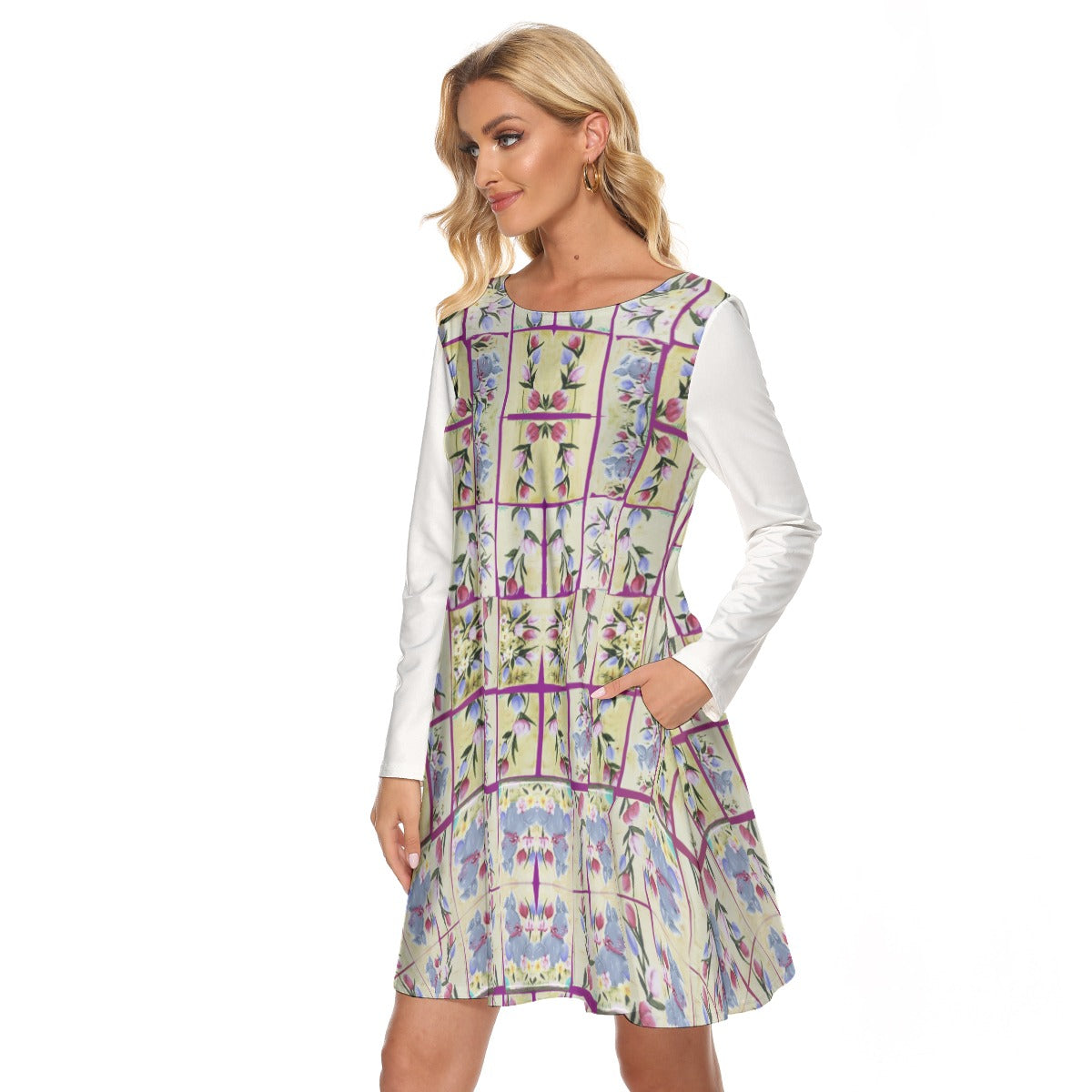 PGP Holiday Suzanne Bunny Garden Women's Crew Neck Dress – Mother/Daughter Dress Alike