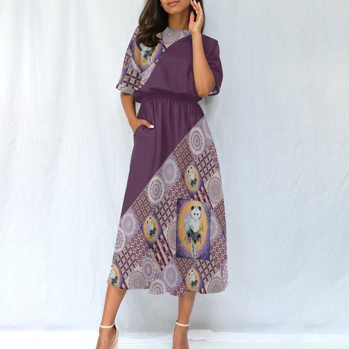 PGP Holiday Margeaux Super Mom Women's Elastic Waist Dress with Four-Way Stretch | Fashion Comfort