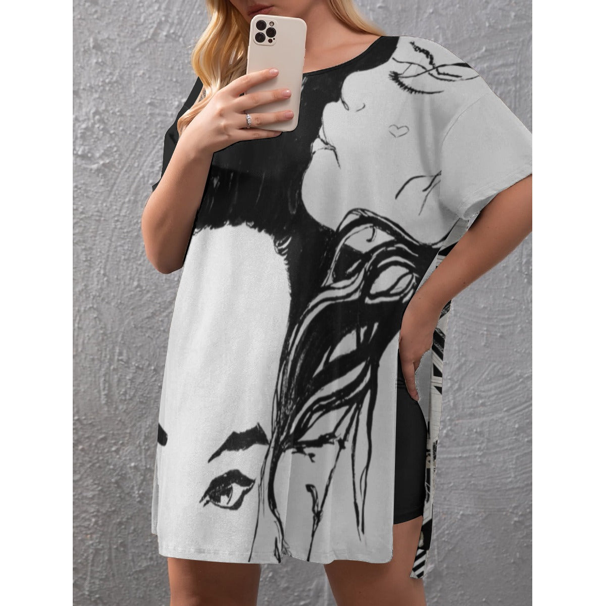 PGP Holiday Amanda Pookie Plus Size Lounge Set – Drop-Shoulder Tee with Side Split & Soft Shorts