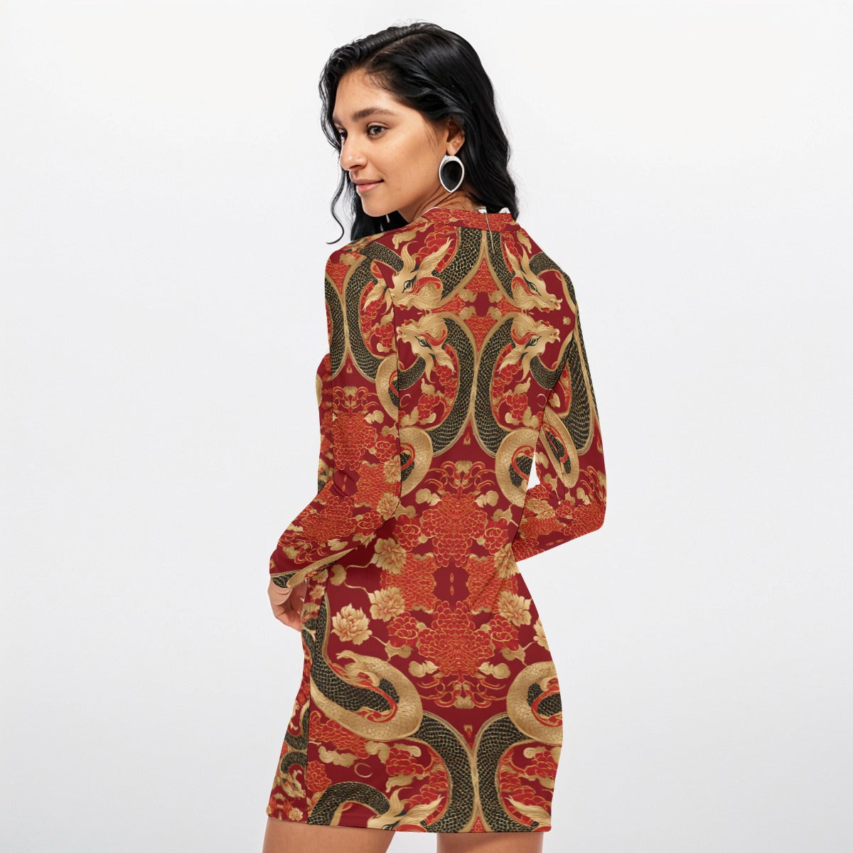 PGP Holiday Lunar Balance Zip Front Body Contour Dress - Year of the Snake Elegance