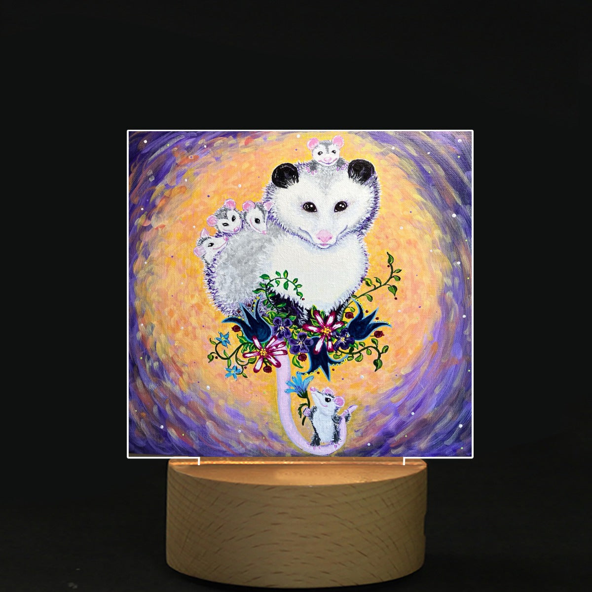 PGP Margeaux Super Mom Square Acrylic Night Light – 7-Color LED Glow with Wooden Base