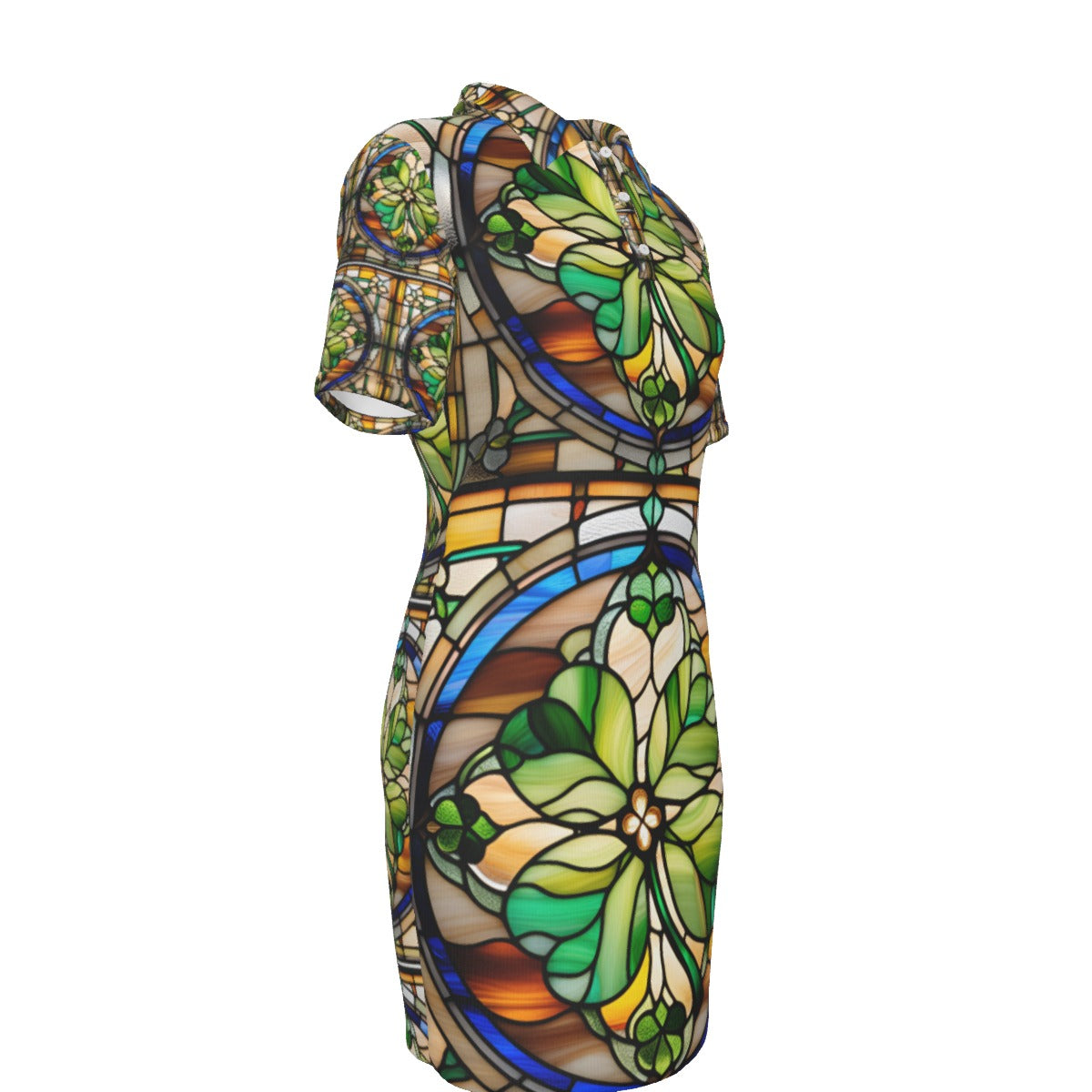 PGP Holiday Draíocht Ádh Polo Dress – Elegant Stained Glass Print