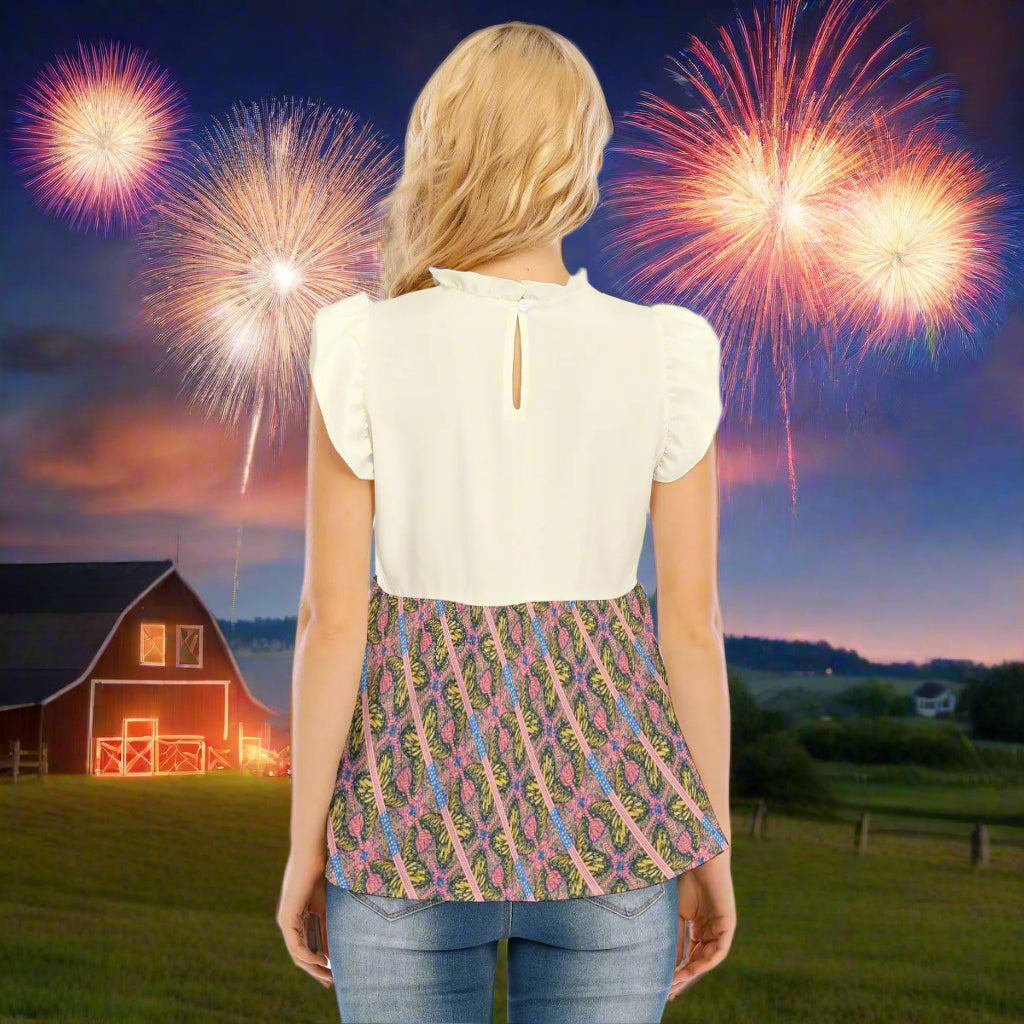 Melissa Unbound Peplum Blouse with Lotus Leaf Lace – Effortless Boho Elegance from PGP Holiday