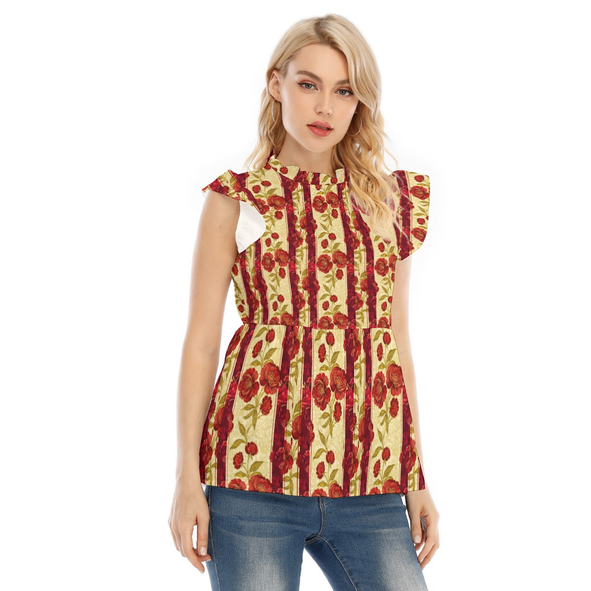 PGP Holiday Wildwood Rose Lotus Leaf Lace Blouse – Elegant & Casual Chic