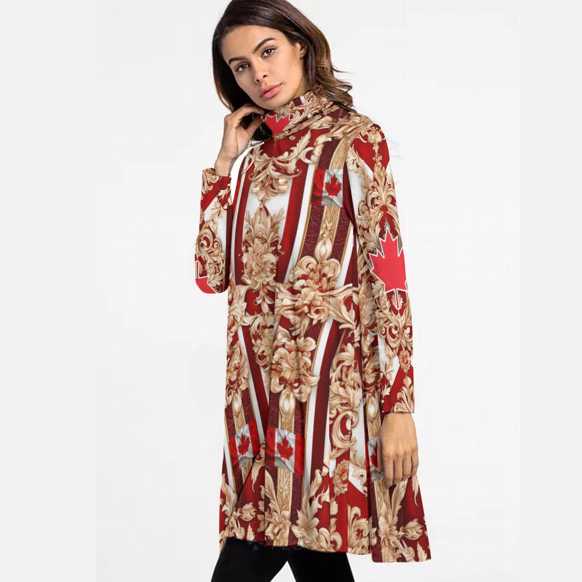 PGP Holiday Drapeau Souverain High Neck Dress – Long Sleeve, Breathable, and Stylish