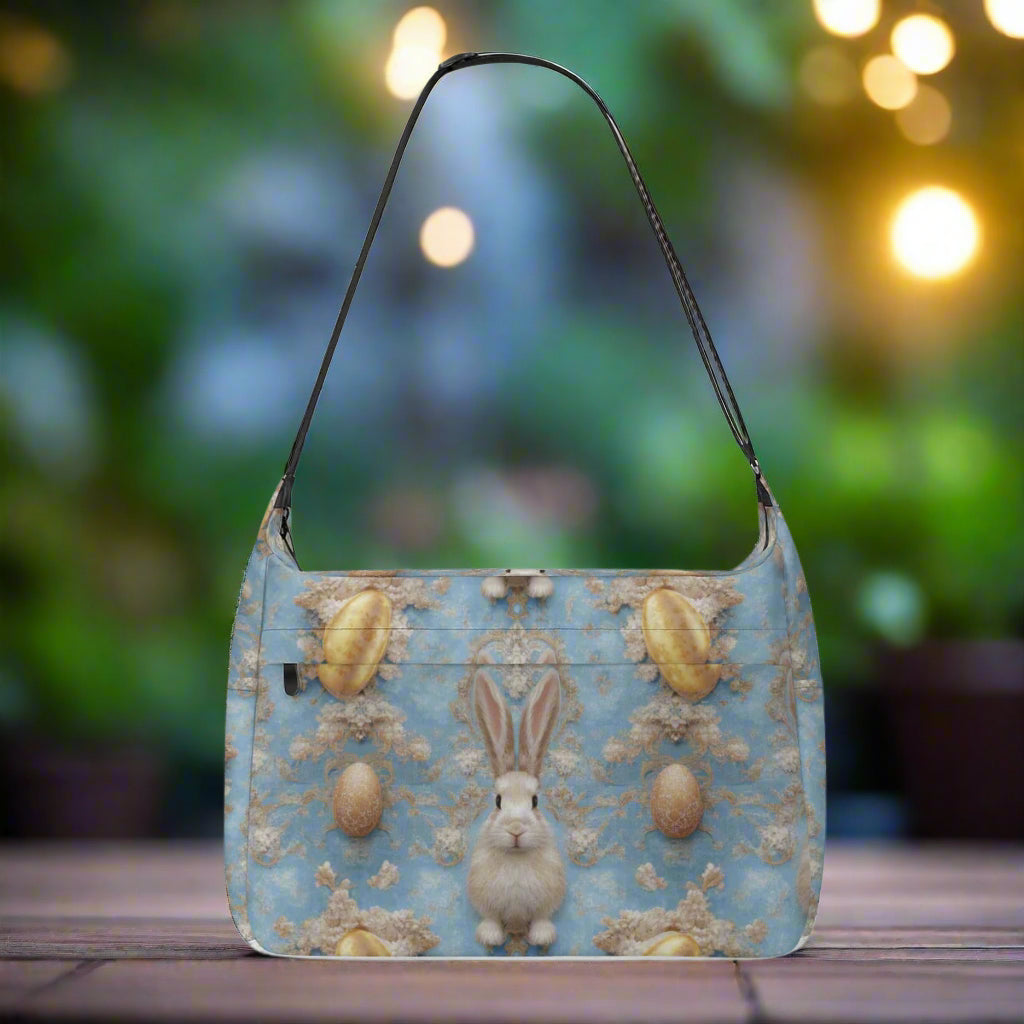PGP Holiday Meadow Bunny Messenger Bag – Stylish & Spacious Adult Version Easter Basket