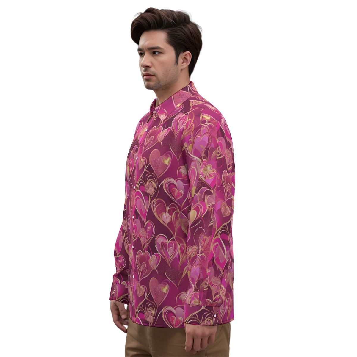He’s a Valen-Divo Men’s Imitation Silk Long-Sleeved Shirt | Stylish and Comfortable Regular Fit