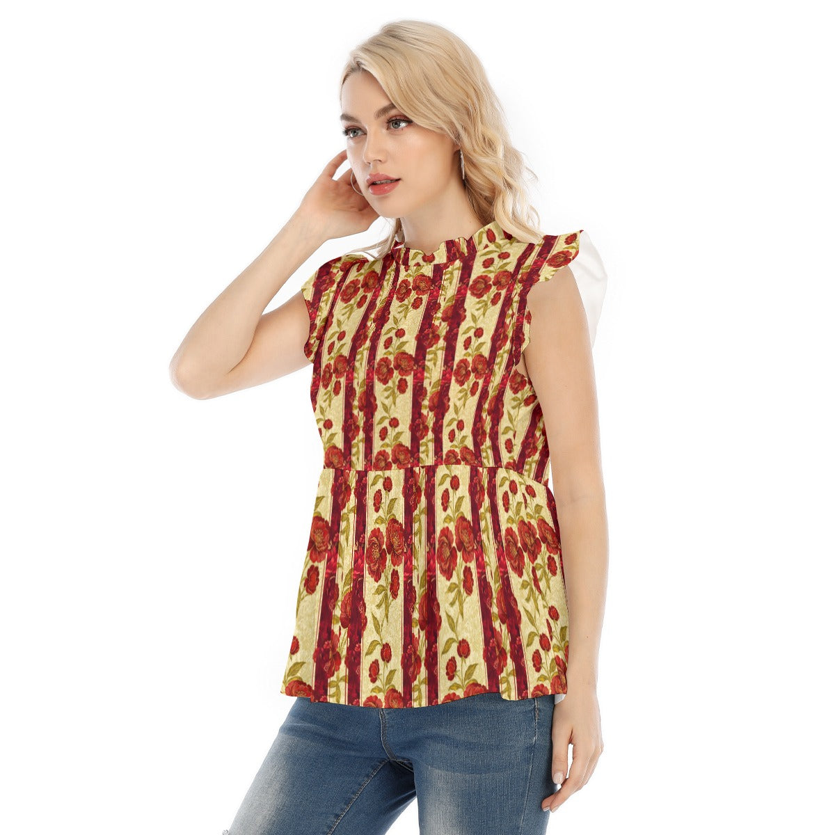 PGP Holiday Wildwood Rose Lotus Leaf Lace Blouse – Elegant & Casual Chic