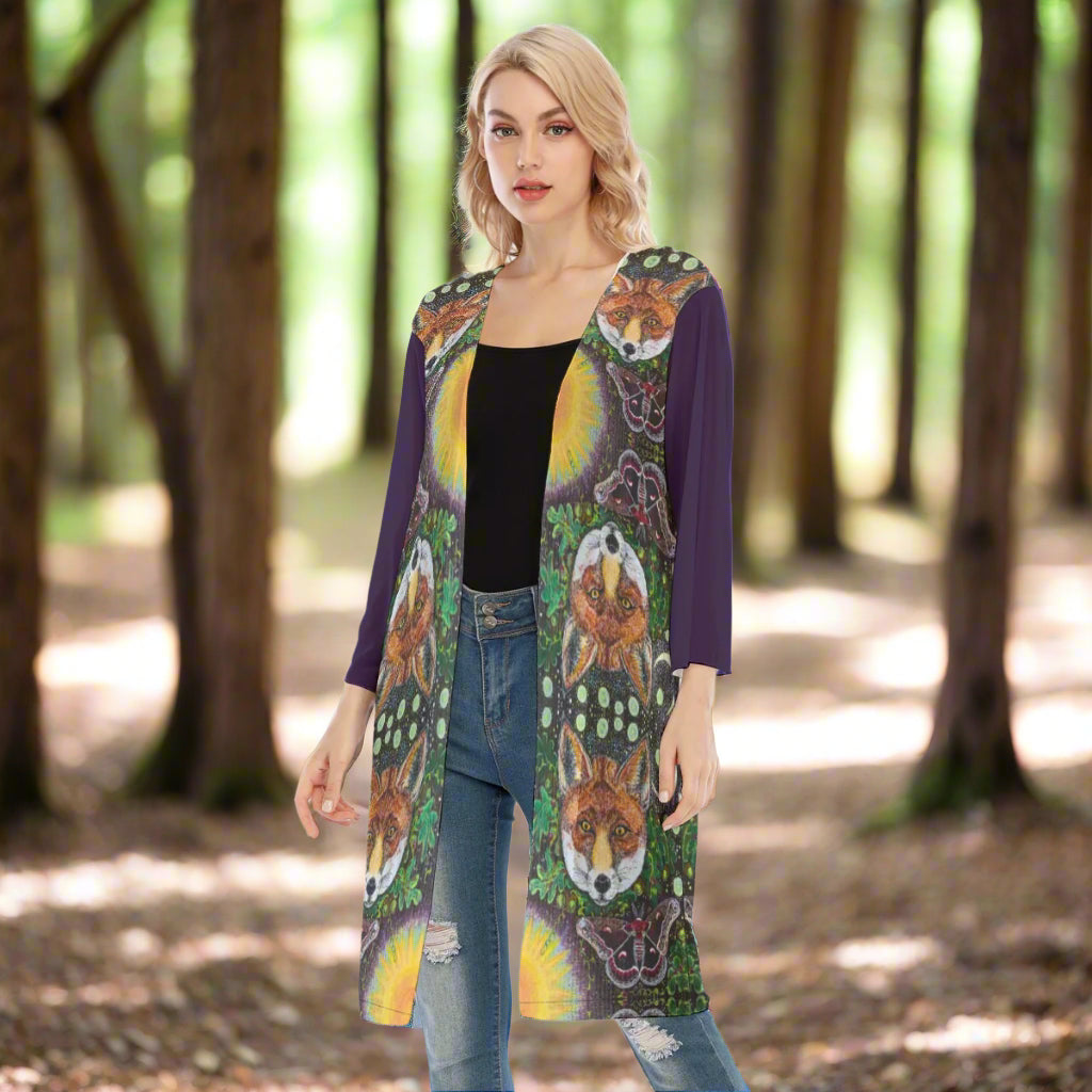 Margeaux Foxfire V-neck Mesh Cardigan
