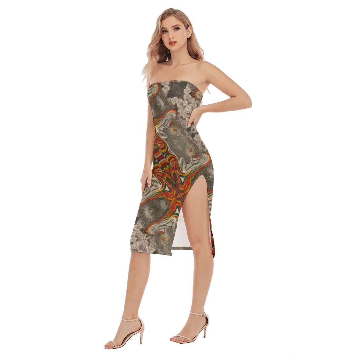 Under Grandmothers Moon Side Split Tube Top Dress – Effortless Glamour for Every Moment