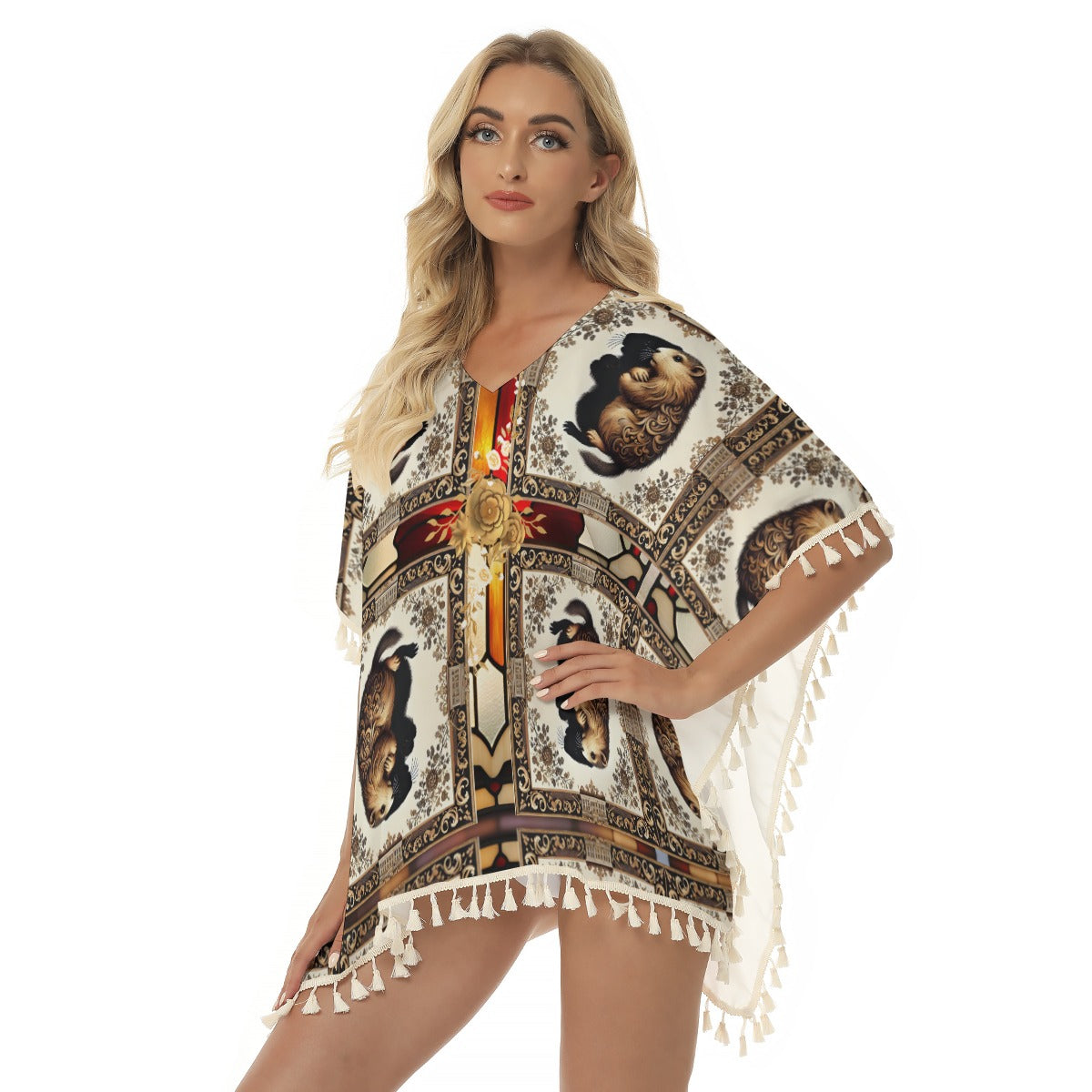 PGP Holiday Groundhog Day Winters End Square Fringed Shawl – Light, Elegant & Exotic!