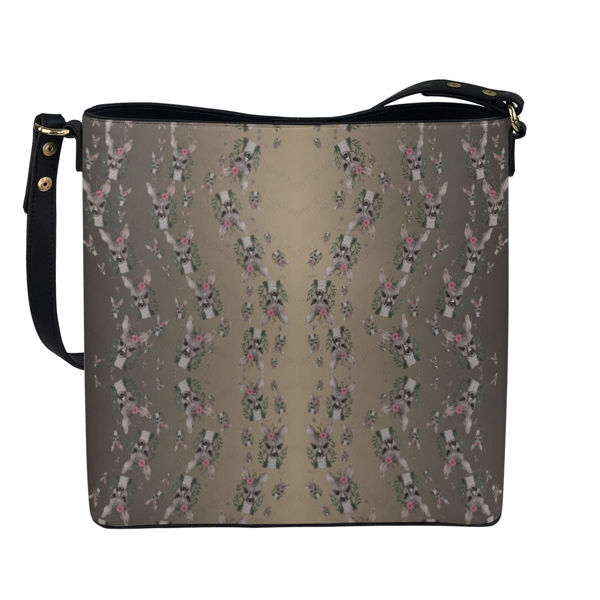 The Rochelle Fawn & Fern Minimalist Square Crossbody Bucket Bag