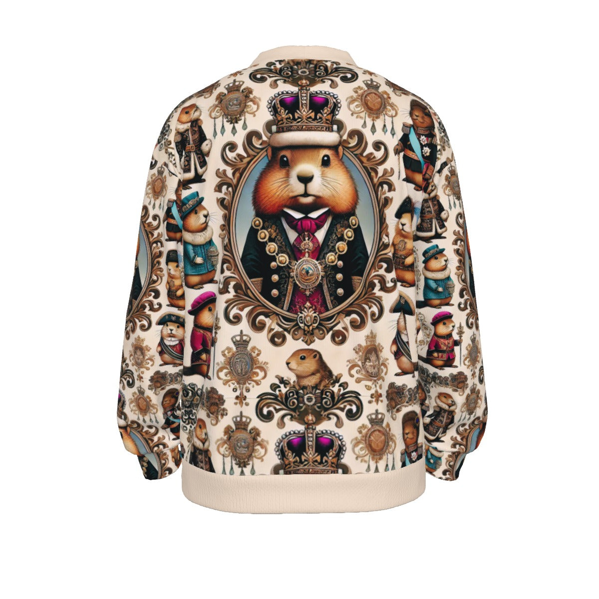 PGP Holiday Groundhog Monarchy Unisex V-Neck Knitted Fleece Cardigan – Classic, Warm & Stylish!