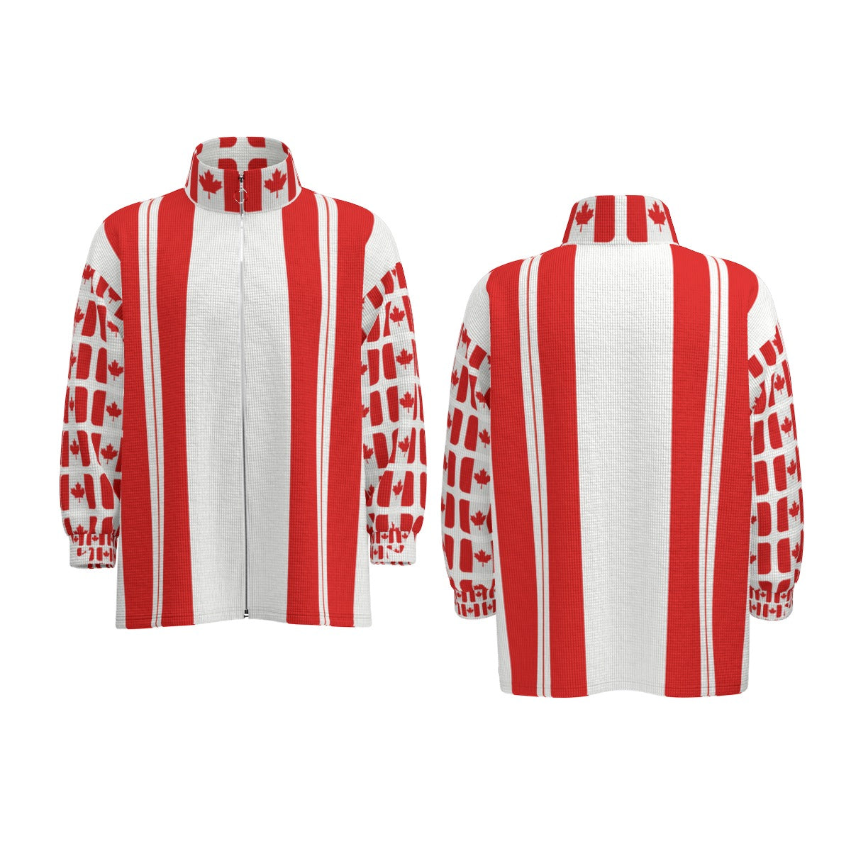 PGP Holiday Designer Canadian Flag Day Unisex Stand Collar Zipped Jacket