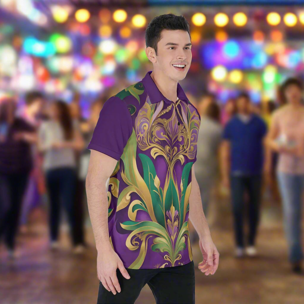 PGP Holiday Mardi Gras Men’s Polo Shirt – Breathable, Athletic & Stylish