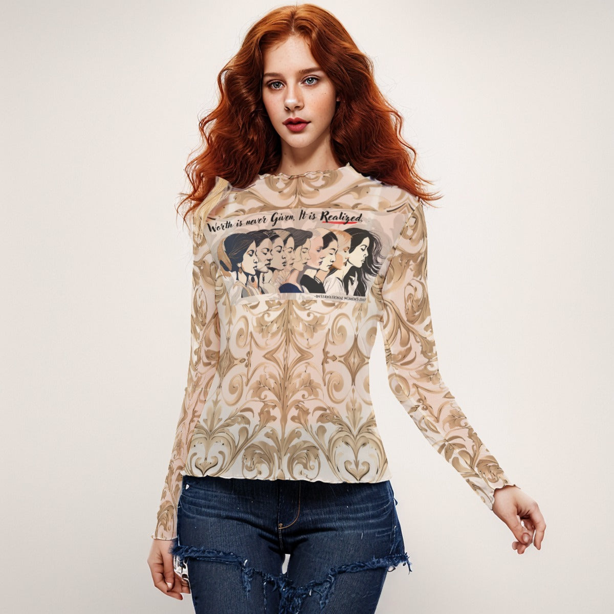 PGP Holiday Realized Mesh Tee - Sexy & Breathable Long Sleeve Top for Women
