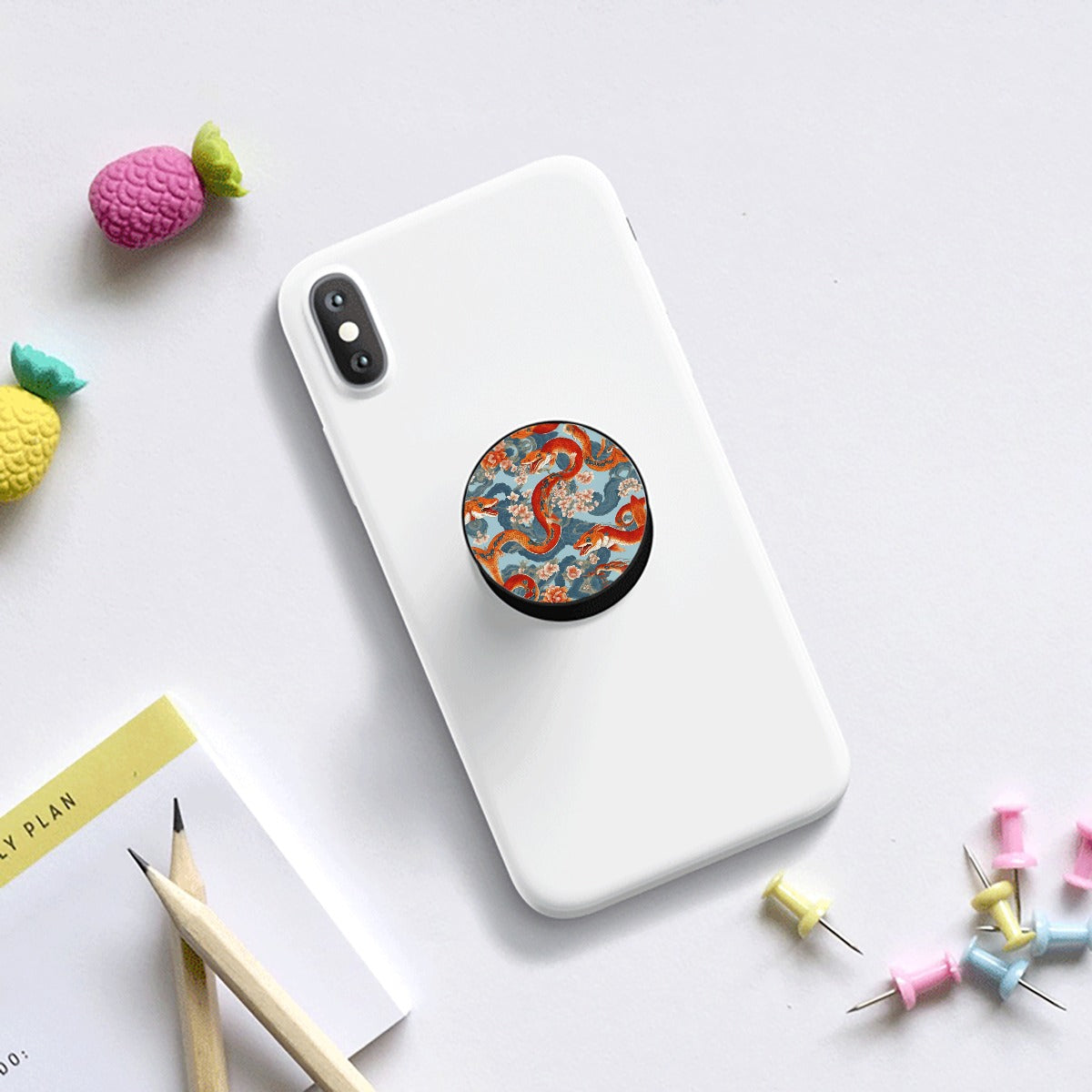 PGP Holiday Airbag Mobile Phone Holder | Blossom Serpent Orange & Blue | Prosperity & Growth