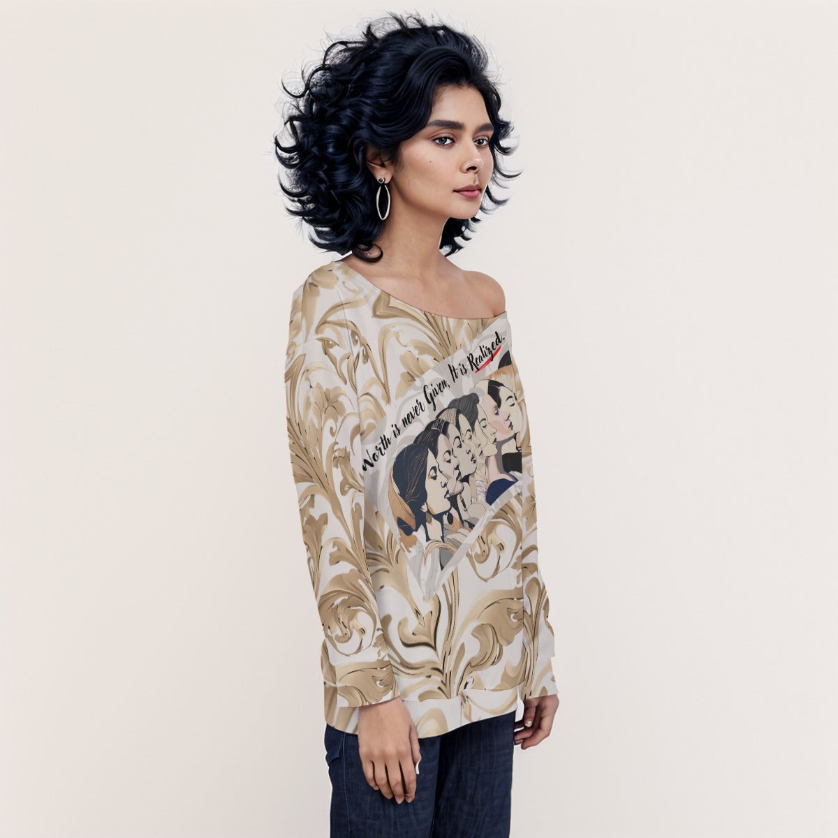 PGP Holiday Realized Off-Shoulder Sweatshirt - Casual Women’s Top for All Seasons