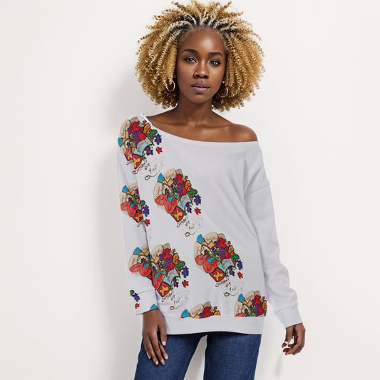 All-Over Print Oversized Women's Off-Shoulder Sweatshirt